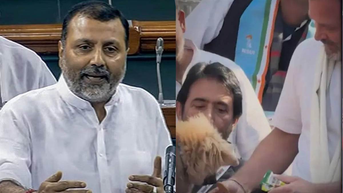 Rahul Gandhi gave dog biscuits to a man, here we have… Nishikant Dubey's anger at Congress leader