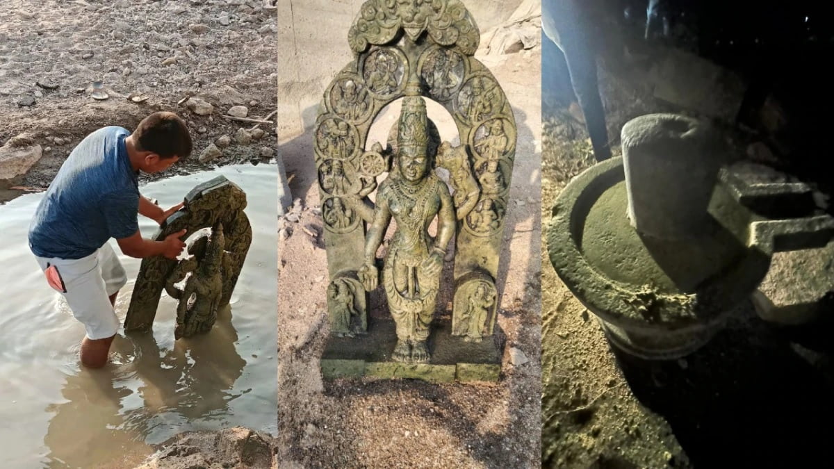 Ancient Ram Lala-like statue of Vishnu found in Krishna river, traces of Dashavatar found