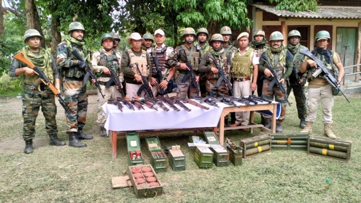 major action by assam rifles and manipur police in thoubal district huge quantity of arms and ammunition recovered1