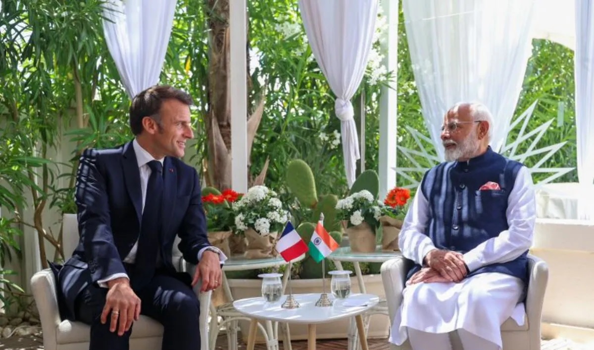 minister narendra modi bilateral meeting with french president emmanuel macron in sidelines of g7 summit italy1