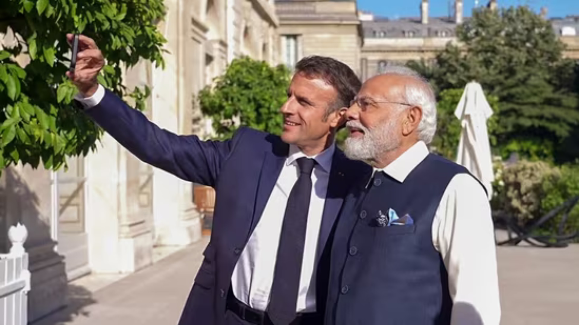 minister narendra modi bilateral meeting with french president emmanuel macron in sidelines of g7 summit italy2