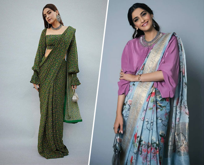 These saree looks of Sonam Kapoor are the best try them you will look stylish 1