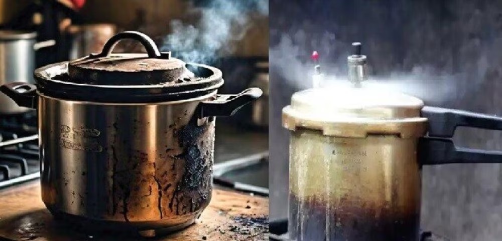 kitchen tips to clean burnt pressure cooker with kitchen items easily 1