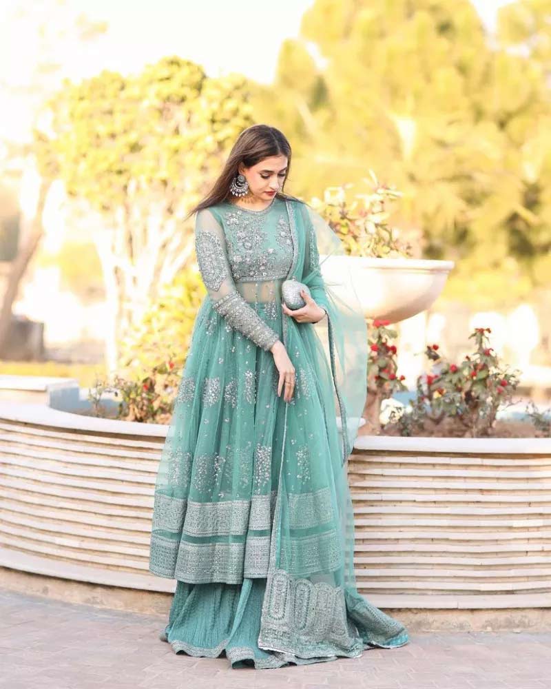 sawan 2024 green colour sharara suits for stylish look 1