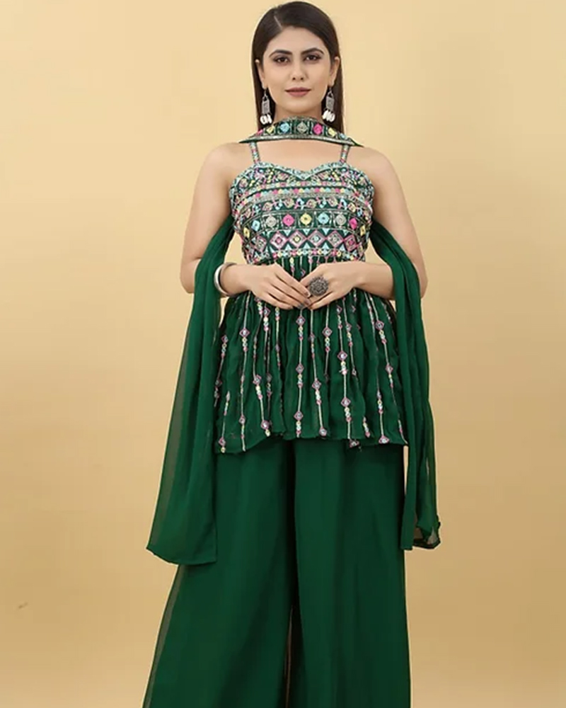 sawan 2024 green colour sharara suits for stylish look 2