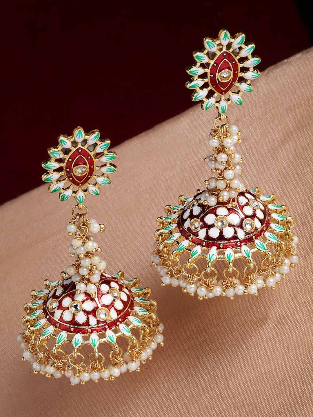 hariyali teej 2024 pearl jhumki designs to style with green saree or suit 1