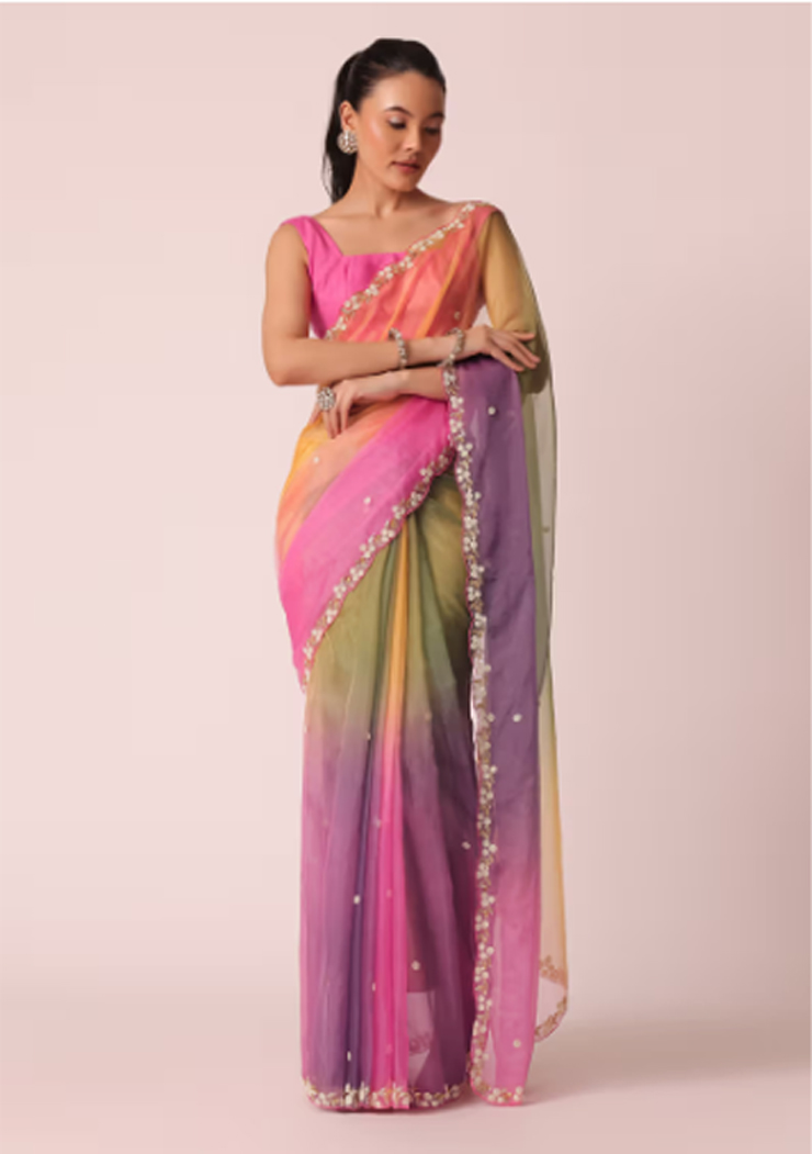 multicoloured saree designs for family functions 2