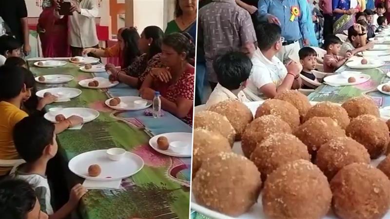 unique laddu eating contest hosted in jamnagar on occasion of ganesh chaturthi2