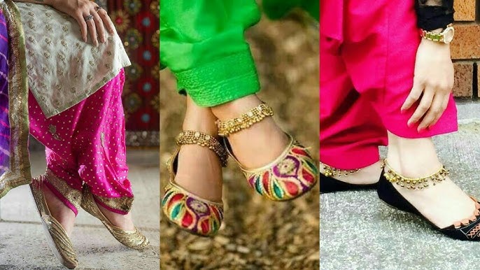 fancy heels sandals designs with salwar suit and saree1