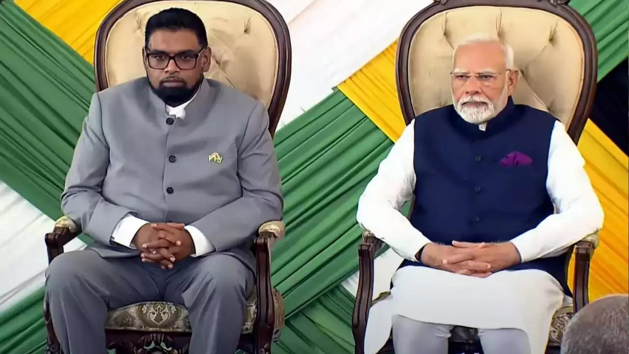 indian pm narendra modi guyana president irfan ali india caricom summit1