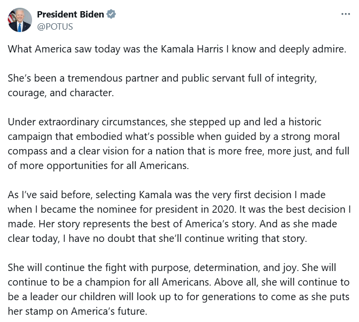 joe biden praised kamala harris and said choosing her as my number 2 was my best decision