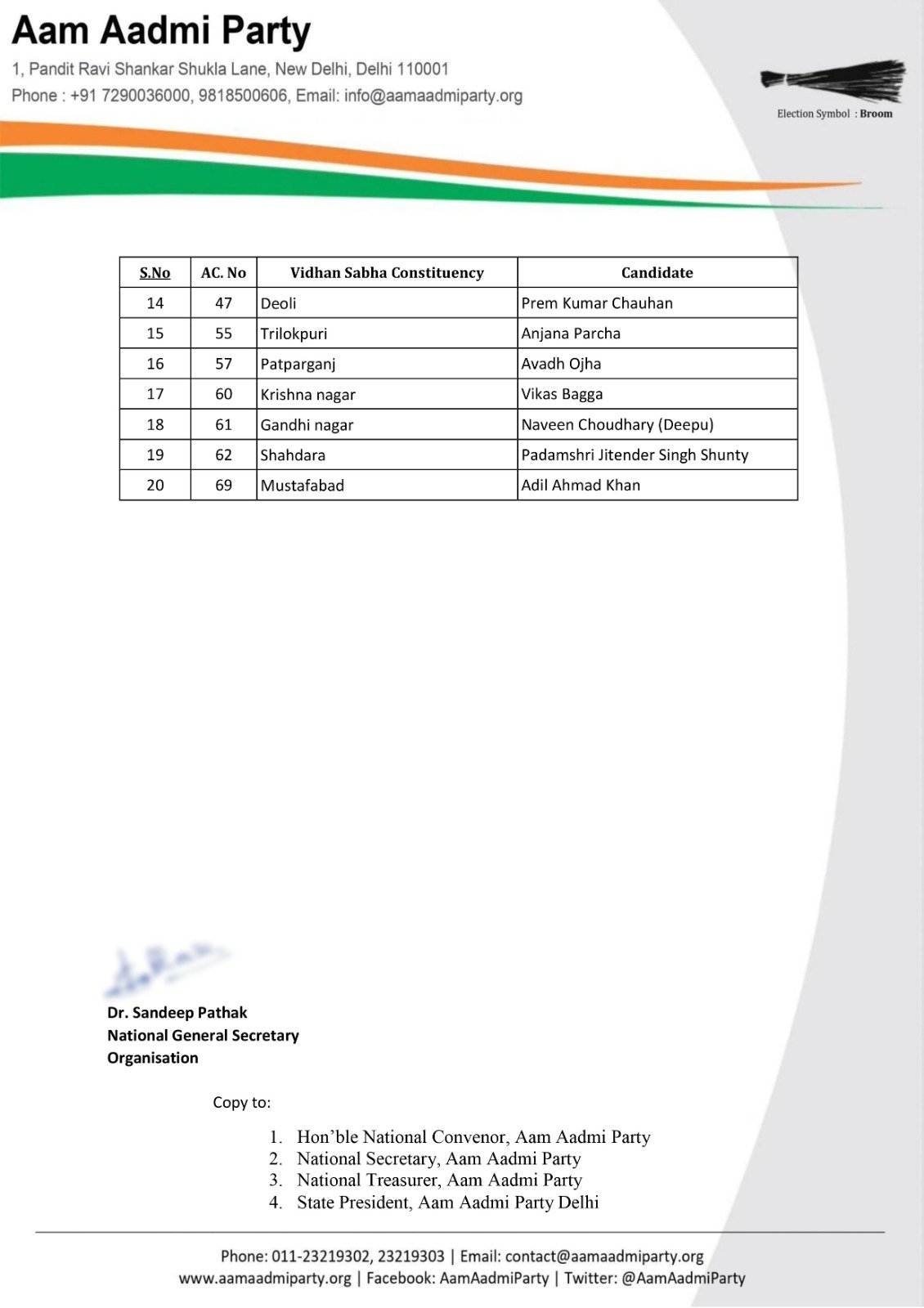 aap released second list for delhi election 2025 manish sisodiya vidhansabha seat changed2